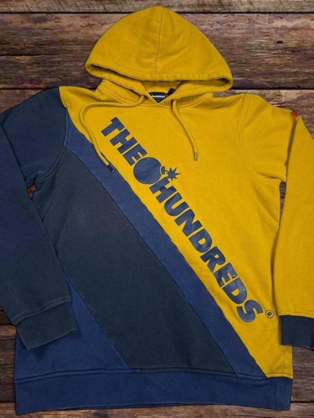 The Hundreds Mustard & Navy Diagonal Logo Hoodie